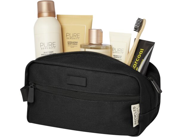 Neceser de viaje Joey con lona reciclada certificada GRS Negro intenso detalle 5