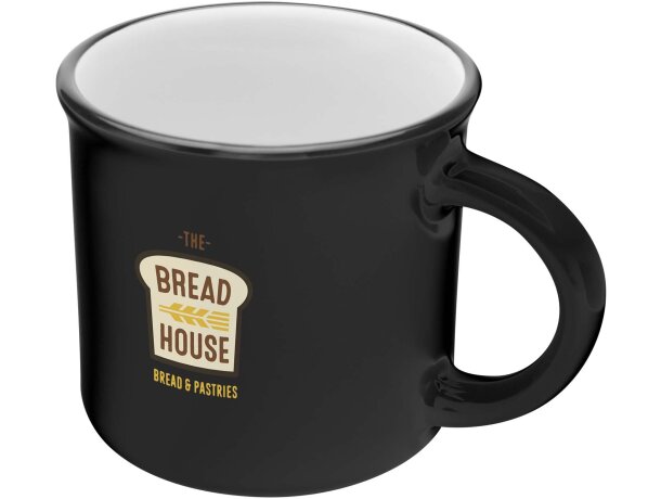 Taza cerámica Bari 240 ml diseño vintage acabado brillante Negro intenso detalle 1