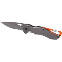 Navaja de acero con mosquetón personalizada gris Navaja de acero con mosquetón personalizada gris