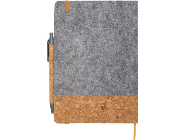 Libreta tapa dura A5 Veronica con corcho y bolígrafo incluido Gris/natural detalle 3