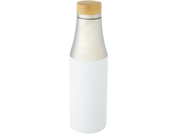 Botella de acero inoxidable con aislamiento al vacío de cobre de 540 ml con tapa de bambú Hulan Blanco detalle 7