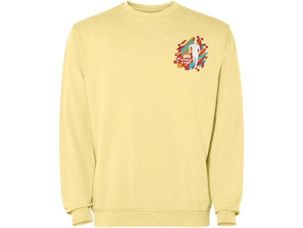 Sudadera cuello redondo unisex Jaya Roly algodón 250 g/m² Amarillo detalle 1