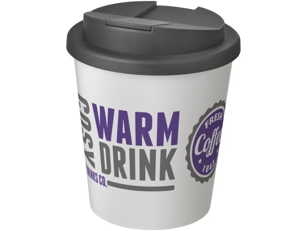 Vaso de plástico pp antigoteo 250ml Blanco/gris detalle 1