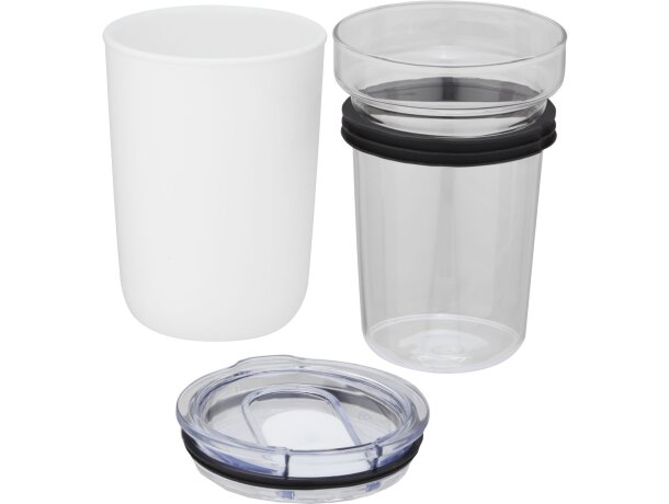 Vaso Bello vidrio borosilicato 420ml con carcasa reciclada Blanco detalle 4