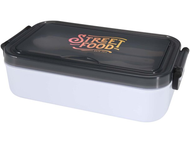 Fiambrera Snappy 1000 ml con cubiertos integrados en tapa Blanco detalle 1