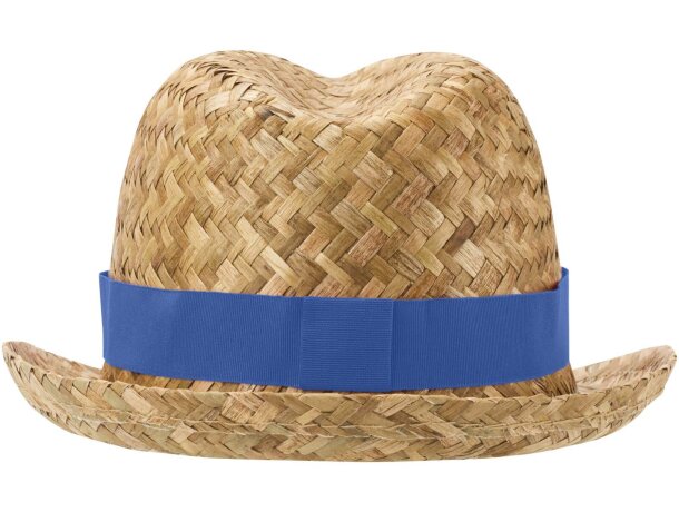 Sombrero de paja Pricus natural con banda personalizable Azul real/natural detalle 14