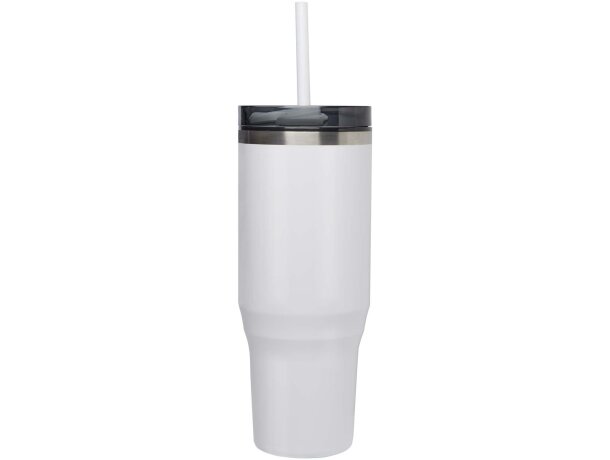 Vaso térmico con pajita Melbourne 1200ml acero reciclado Blanco detalle 26