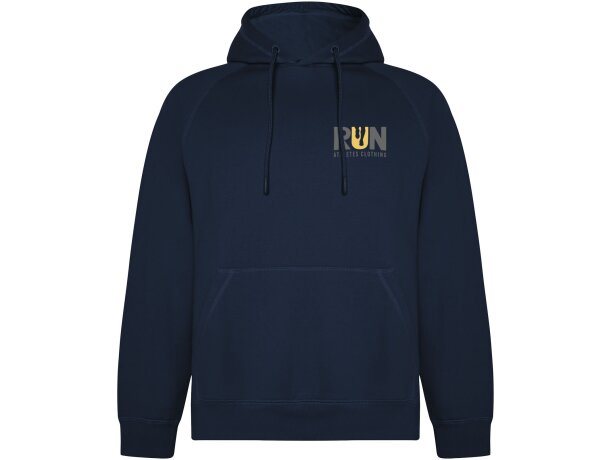Sudadera unisex algodón orgánico Vinson Roly con capucha Azul marino detalle 21