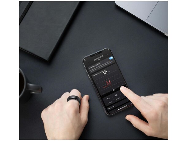 Anillo inteligente Prixton Orbyt con monitoreo cardíaco Negro intenso detalle 3