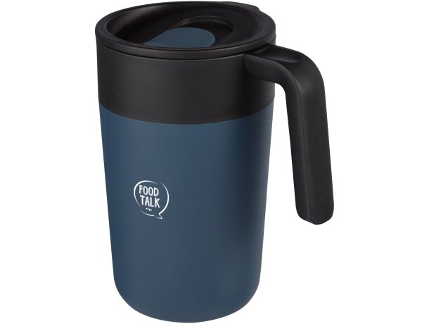 Taza térmica Nordia con doble pared reciclada de 400ml Azul oscuro detalle 6