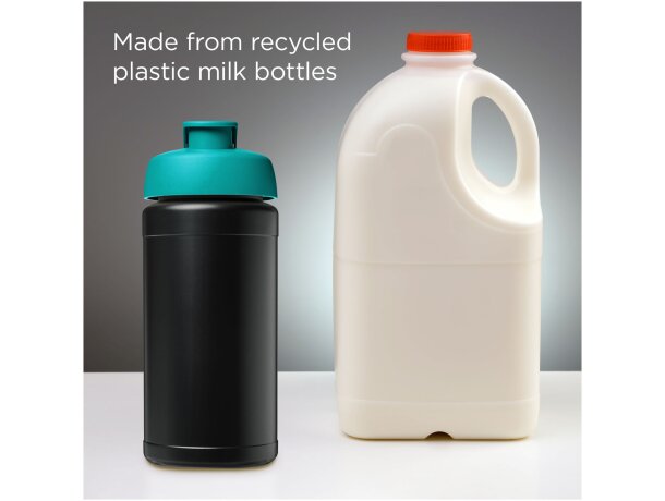 Bidón deportivo Baseline reciclado con tapa Flip 500ml Negro intenso/aqua detalle 48