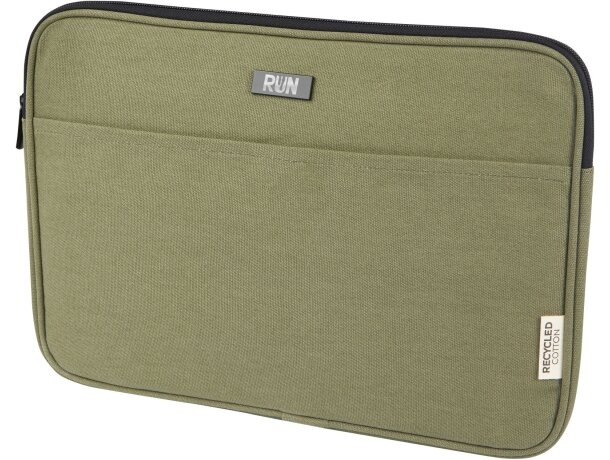 Funda para portátil de 14 pulgadas Joey de lona reciclada GRS Verde oliva detalle 13