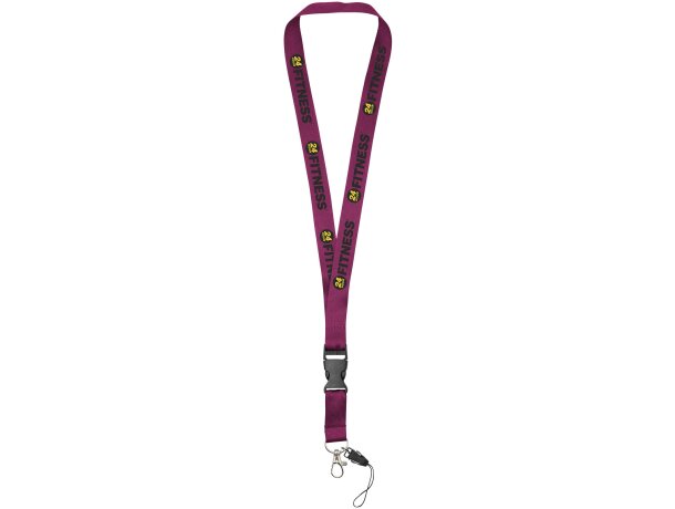 Lanyard con hebilla separable y enganche para móvil Sagan Burdeos detalle 20