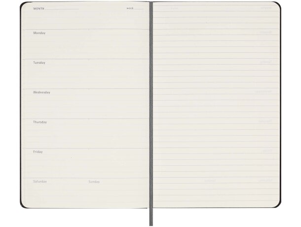 Agenda semanal sin fecha con tapa dura Moleskine 21x13 cm Negro intenso detalle 5