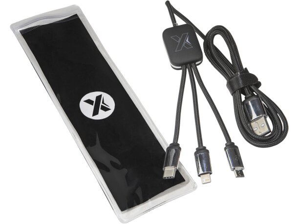 Cable de carga C17 retroiluminado triple conector USB-C Azul/negro intenso detalle 10