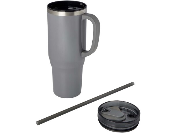 Vaso térmico con pajita Melbourne 1200ml acero reciclado Gris detalle 15