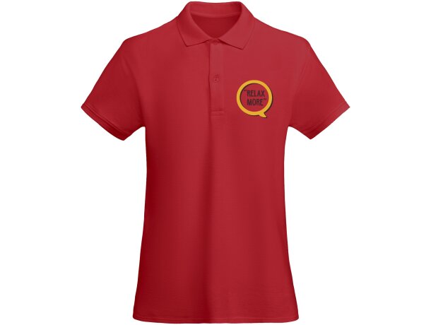 Polo mujer algodón orgánico Prince manga corta entallado Roly Rojo detalle 31