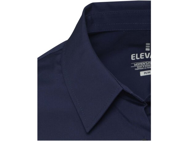Camisa popelina mujer Carnelian algodón BCI elástico Azul marino detalle 16