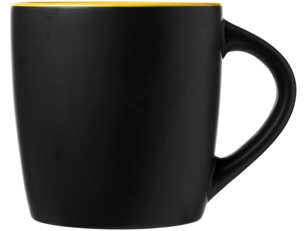 Taza cerámica Riviera 340ml mate con interior de color Negro intenso/amarillo detalle 2