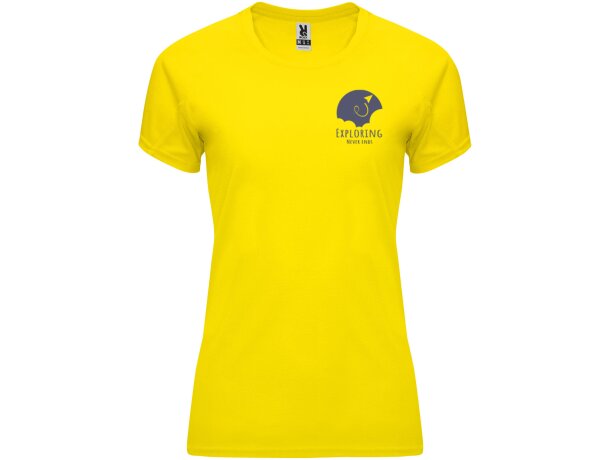Camiseta deportiva manga corta mujer Bahrain Roly técnica Amarillo detalle 9