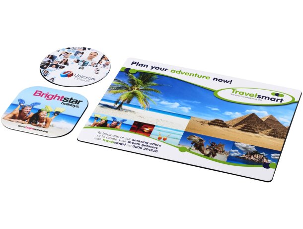 Combo alfombrilla ratón y posavasos Brite-Mat papel reciclado Negro intenso detalle 3