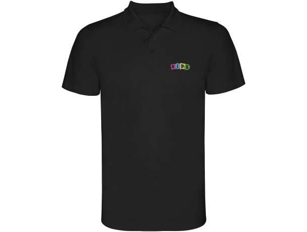 Polo deportivo manga corta infantil Monzha Roly transpirable Negro intenso detalle 4