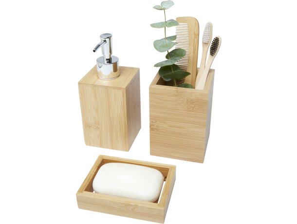 Set de baño de bambú de 3 piezas Hedon Natural detalle 4
