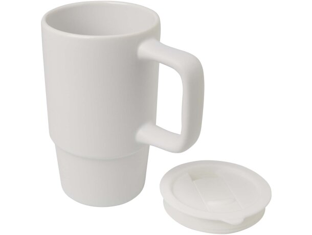 Taza térmica de gres Carter con tapa antiderrame 450ml Blanco detalle 7