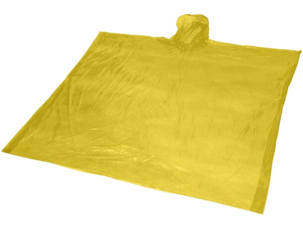 Poncho desechable reciclado Mayan con capucha Amarillo detalle 18