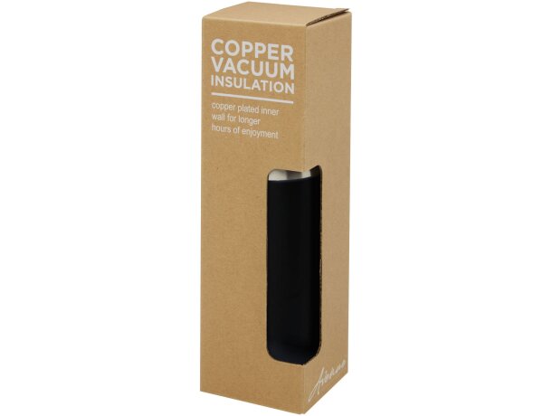 Botella de acero inoxidable con aislamiento al vacío de cobre de 540 ml con tapa de bambú Hulan Negro intenso detalle 29