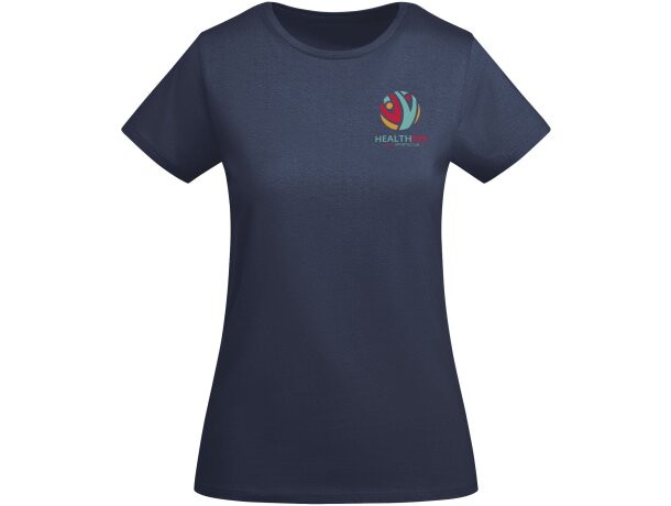 Camiseta mujer algodón orgánico Breda de Roly Azul marino detalle 31