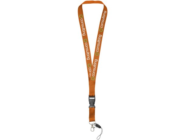 Lanyard con hebilla separable y enganche para móvil Sagan Naranja detalle 13