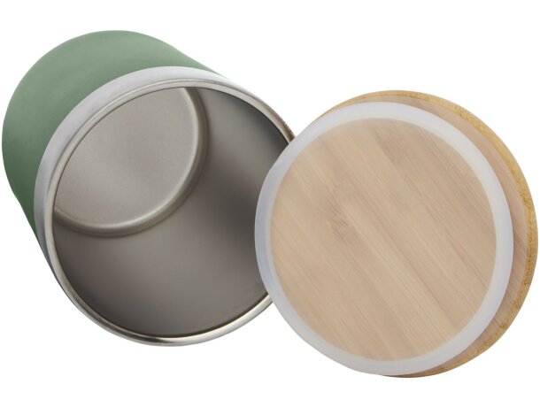 Vaso isotérmico Lagan con tapa bambú y aislamiento al vacío Verde mezcla detalle 23