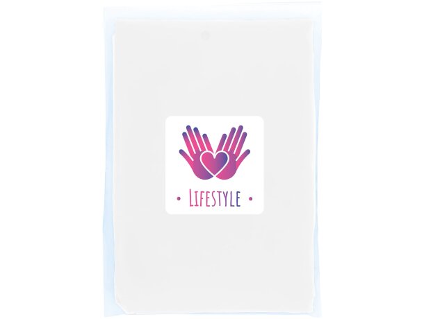 Poncho desechable reciclado Mayan con capucha Blanco detalle 1