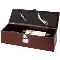 Set de vino de 2 piezas en caja botellero personalizado marrón Set de vino de 2 piezas en caja botellero personalizado marrón