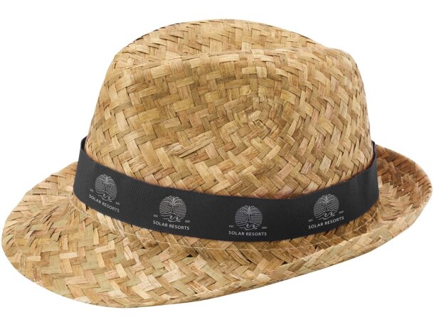 Sombrero de paja Pricus natural con banda personalizable Negro intenso/natural detalle 5