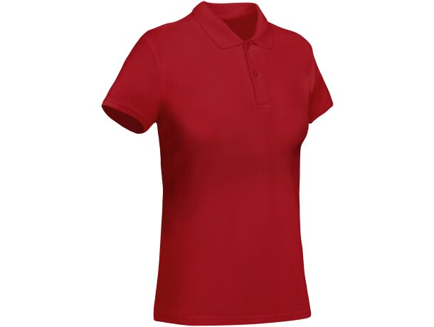 Polo mujer algodón orgánico Prince manga corta entallado Roly Rojo detalle 33