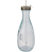Botella de vidrio reciclado con pajita Polpa Botella de vidrio reciclado con pajita Polpa
