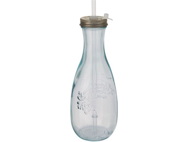 Botella de vidrio reciclado con pajita Polpa Transparente claro detalle 4
