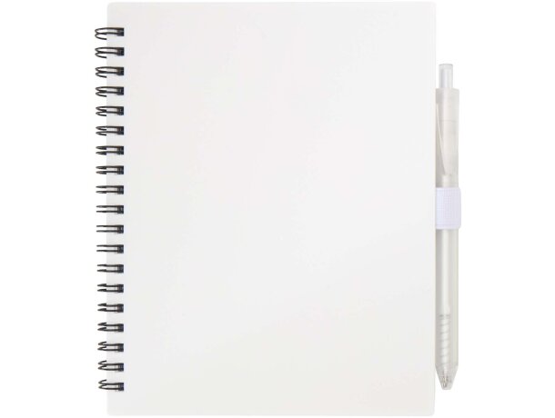 Juego libreta tapa blanda y bolígrafo reciclado Niove Blanco detalle 14