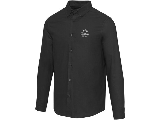 Camisa oxford Sphene algodón BCI sostenible hombre Negro intenso detalle 9