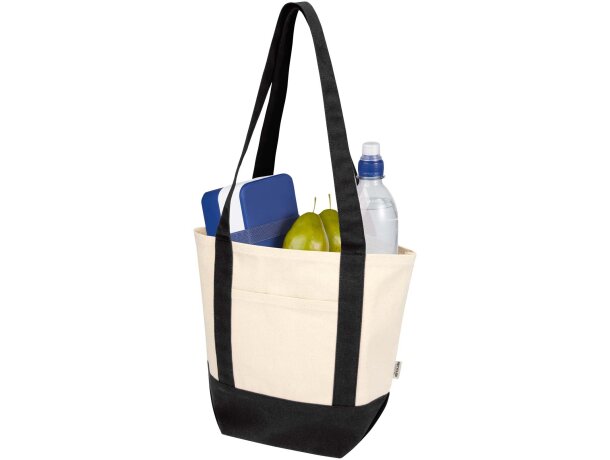 Bolsa tote mini algodón reciclado certificado GRS 320 g/m² Sam Negro intenso/natural detalle 4