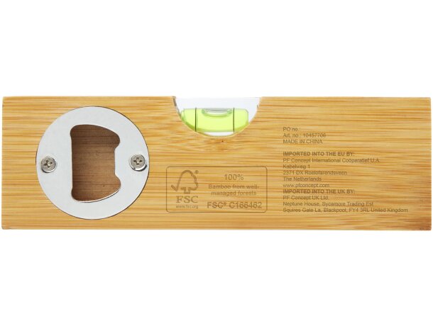 Nivel de burbuja en bambú Flush con abrebotellas integrado Natural detalle 3