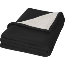 Manta polar de viaje reversible personalizada negro intenso Manta polar de viaje reversible personalizada negro intenso
