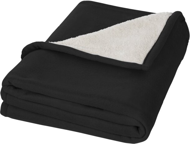 Manta polar de viaje reversible personalizada negro intenso Manta polar de viaje reversible personalizada negro intenso
