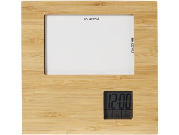 Marco de fotos bambú termómetro digital Sasa certificado FSC Natural detalle 2