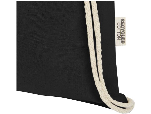 Bolsa con cordón Oregon de algodón reciclado certificado GRS Negro intenso detalle 8