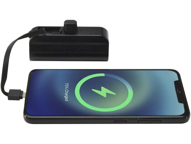 Batería externa Alnair 5000 mAh con plástico reciclado Negro intenso detalle 6