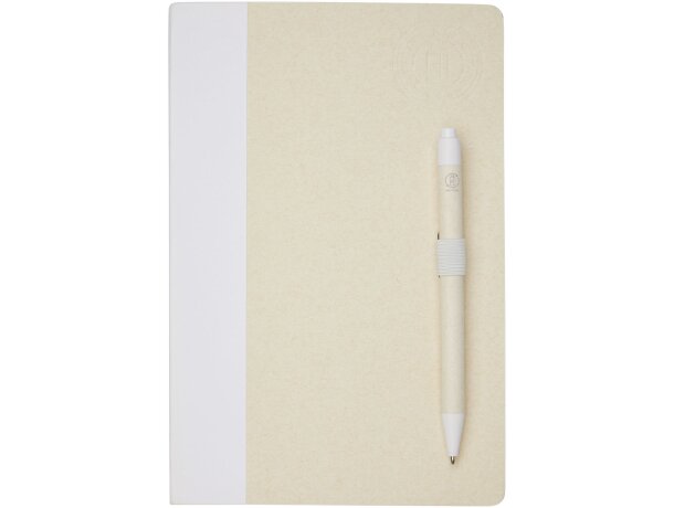 Set libreta A5 y bolígrafo Dairy Dream cartón reciclado Blanco detalle 7