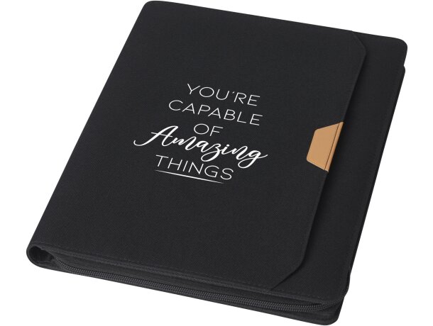 Portafolios A4 Nomumi con poliéster reciclado y papel FSC Negro intenso detalle 13